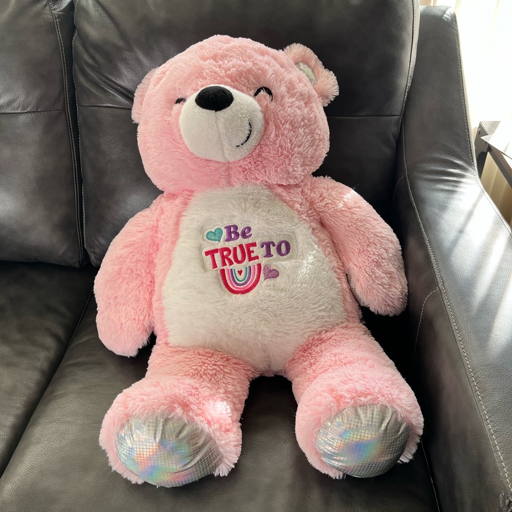 Way To Celebrate Sparkle Plush Pink Bear Stuffed Toy Teddy 27”